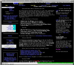 Die Web-Seite des LinuxUser in der Darstellung mit dem textbasierten Browser Links.