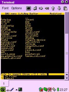 Abbildung 1: Erfolg: GNU nano auf dem Zaurus!