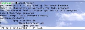Abbildung 1: Der pop3browser beginnt seine Arbeit