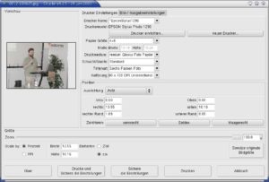 Abbildung 1: Der GIMP-Druckdialog erlaubt Fotodruck-spezifische Einstellungen