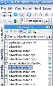 Abbildung 1: Dateien in KDevelop finden und öffnen