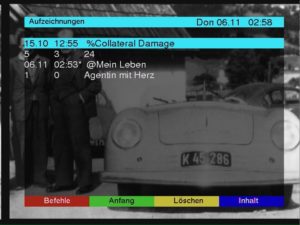 Abbildung 1: Nach Auswahl des Films wird über die rote Taste das Befehlsmenü geöffnet und dort die DVD-Konvertierung angestoßen
