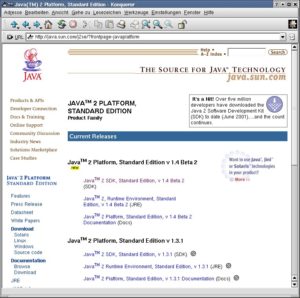 Abbildung 1: Java-Web-Seite von Sun (java.sun.com)