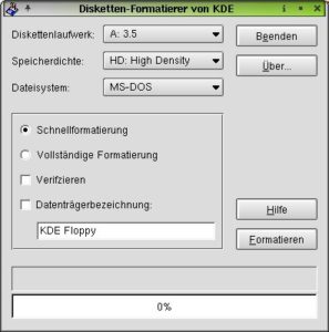 Abbildung 1: Kfloppy bietet viele Einstellungsmöglichkeiten