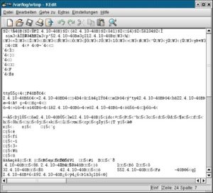 Abbildung 1: /var/log/wtmp in einem Editor