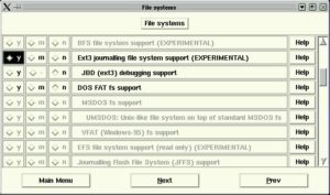 Abbildung 1: Das Untermenu "File systems" bei der Kernel-Konfiguration