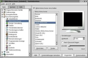 Abbildung 1: Einstellen "Leerer Bildschirm" im KDE-Kontrollzentrum