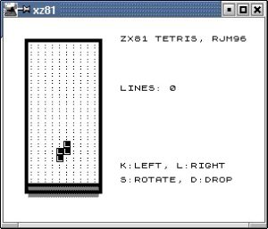 Abbildung 1: Der Z81-Emulator z81 führt hier das beiliegende Programm Tetris aus
