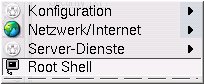 Abbildung 1: Die root-Shell verbirgt sich im KDE-Menü hinter dem Menü-Punkt "KNOPPIX"