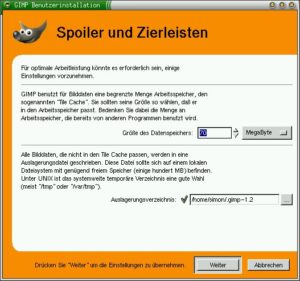 Abbildung 1: Wichtige Einstellungen beim ersten Start von Gimp