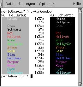 Abbildung 1: Escape-Sequenzen für Farben