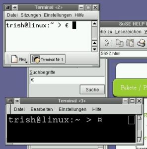 Abbildung 1: KDE-Anwendungen sind Euro-ready, GNOME-Anwendungen nicht