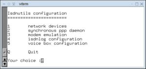Abbildung 1: Das Hauptmenü von isdnconfig