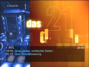 Abbildung 1: Nach dem Start schaltet VDR auf Programm 1, standardmäßig RTL, um und blendet eine kurze Programmübersicht ein
