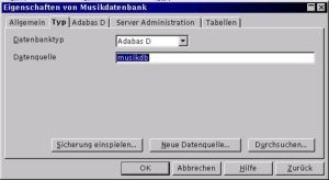 Abbildung 1: In diesem Fenster legen Sie den Typ der Datenbank fest. In unserem Beispiel ist dies Adabas D