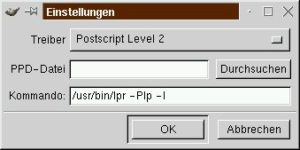 Abbildung 1: Gimp erwartet die Angabe des Druckbefehls