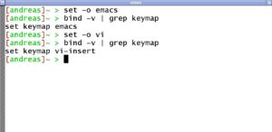 Abbildung 1: Wir wechseln den Editor-Modus der Bash
