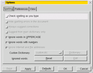 Abbildung 1: Der Optionen-Dialog von AbiWord