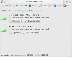 Abbildung 1: Das Wicd-Fenster wirkt fast spartanisch; es hat keine Menüleiste und nur wenige Buttons.