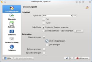 Abbildung 1: Im Einrichtungsdialog der "digitalen Uhr" weisen Sie KDE an, zusätzlich zur Zeit auch das aktuelle Datum im Panel anzuzeigen.