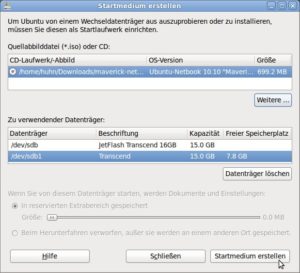 Abbildung 1: Anstelle einer fertigen Ubuntu-CD/-DVD können Sie auf den meisten modernen Computern auch einen USB-Stick zur Installation nutzen. Mit dem USB Creator bereiten Sie den Stick schnell dafür vor.
