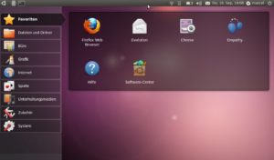Abbildung 1: Die speziell auf kleine Bildschirme angepasste Netbook-Oberfläche von Ubuntu 10.04.