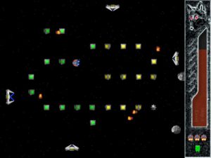 Abbildung 1: Bei Pac Man sammelt man weiße Punkte ein, in SolarWolf sind es die Kisten.