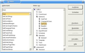 Abbildung 1: Die Zentrale: Der Dialog "Makro" ist die Leitstelle der OpenOffice-Makros. Von hier starten, löschen oder bearbeiten Sie die Basic-Programme