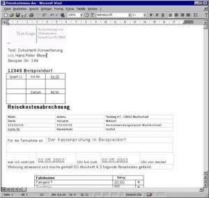 Abbildung 1: Das ursprüngliche Word-Formular …