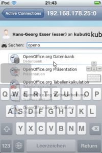 Abbildung 10: Nutzen Sie die VNC-Verbindung in iSSH, um einen Linux-Desktop auf Ihr Apple-Gerät zu holen (hier das Startmenü eines Kubuntu-Desktops).