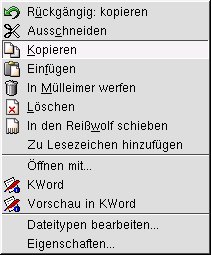 Abbildung 10: … und ebenso zum Kontext-Menü eines Verzeichnisses oder einer Datei
