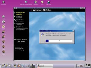 Abbildung 10: Innerhalb einer Win4Lin-Windows-Session kann einem KDE/X11-Fenster eine ganz gewöhnliche Windows-Installation durchgeführt werden