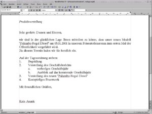 Abbildung 1: Der Brieftext für das Serienbriefbeispiel