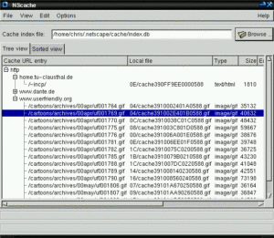 Abbildung 1: Netscape-Cache in Baumdarstellung