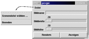 Abbildung 1: Die Oberfläche der Povray-Steuerung