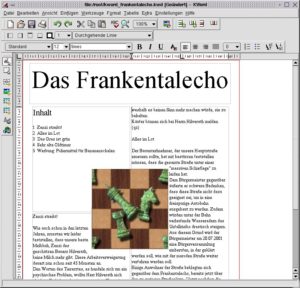 Abbildung 11: Die fertige erste Seite des Frankentalechos, wobei der Text die Grafik umfließt