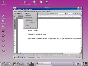 Abbildung 11: Klassische Win32-Standard-Anwendungen wie Office 2000 laufen problemlos unter Win4Lin