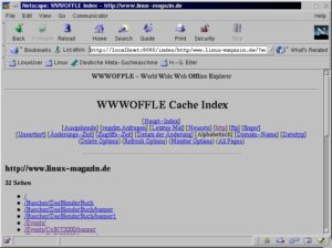 Abbildung 1: WWWOFFLE-Cache-Informationen