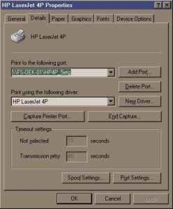 Abbildung 1: Ein englisches Windows 98 verrät den Namen des Drucker-Shares