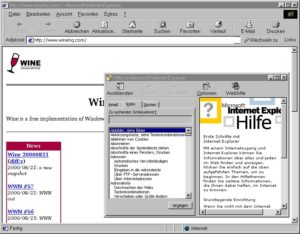 Abbildung 12: Erkennen Sie noch Unterschiede? Der Internet Explorer mit der Homepage des Wine-Projekts und HTML-Hilfe