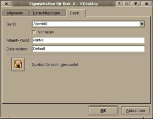 Abbildung 12: KDE 2 - Icon-Auswahldialog für nicht-gemountetes Laufwerk