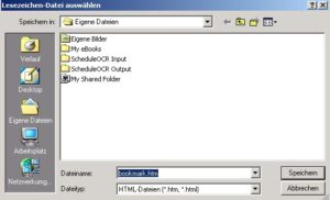 Abbildung 13: Die Bookmarks entweder auf Diskette speichern oder von Linux aus auf die Windows-Partition zugreifen