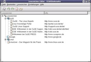 Abbildung 14: Mit KEditbookmarks bearbeiten Sie Ihre Lesezeichen