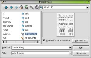 Abbildung 14: Öffnen Sie die Datei XF86Config mit einem Editor