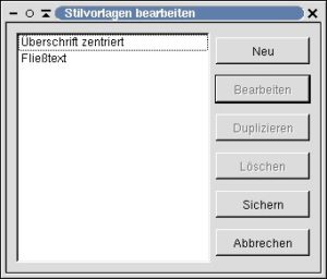 Abbildung 15: Stilvorlagen verwalten