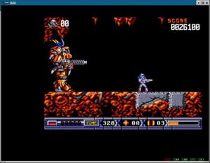 Abbildung 16: Das Actionspiel Turrican II – wer die Ausgabe 12/2002 vorliegen hat, kann die Grafikqualität mit der C64-Version vergleichen