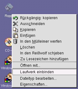 Abbildung 17: Datenträger müssen erst gemountet werden, zum Beispiel über das Icon auf dem Desktop