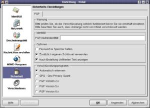 Abbildung 17: Die Verschlüsselungssoftware PGP ist in KMail integriert