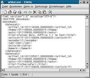 Abbildung 17: Ausschnitt aus der exportierten XML-Datei