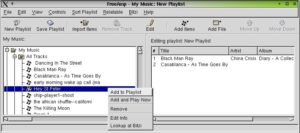 Abbildung 17: Über das Kontext-Menü oder per Drag & Drop können die Dateien nach dem System-Scan zu einer Playlist hinzugefügt werden